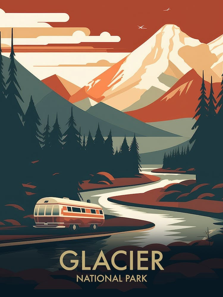 Glacier National Park Vintage Travel Poster 14