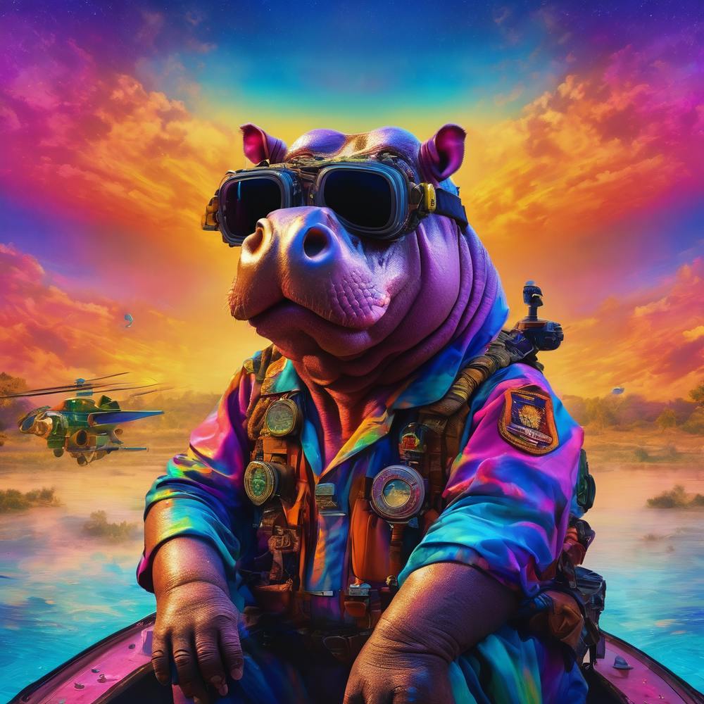 Hippo In A Boat