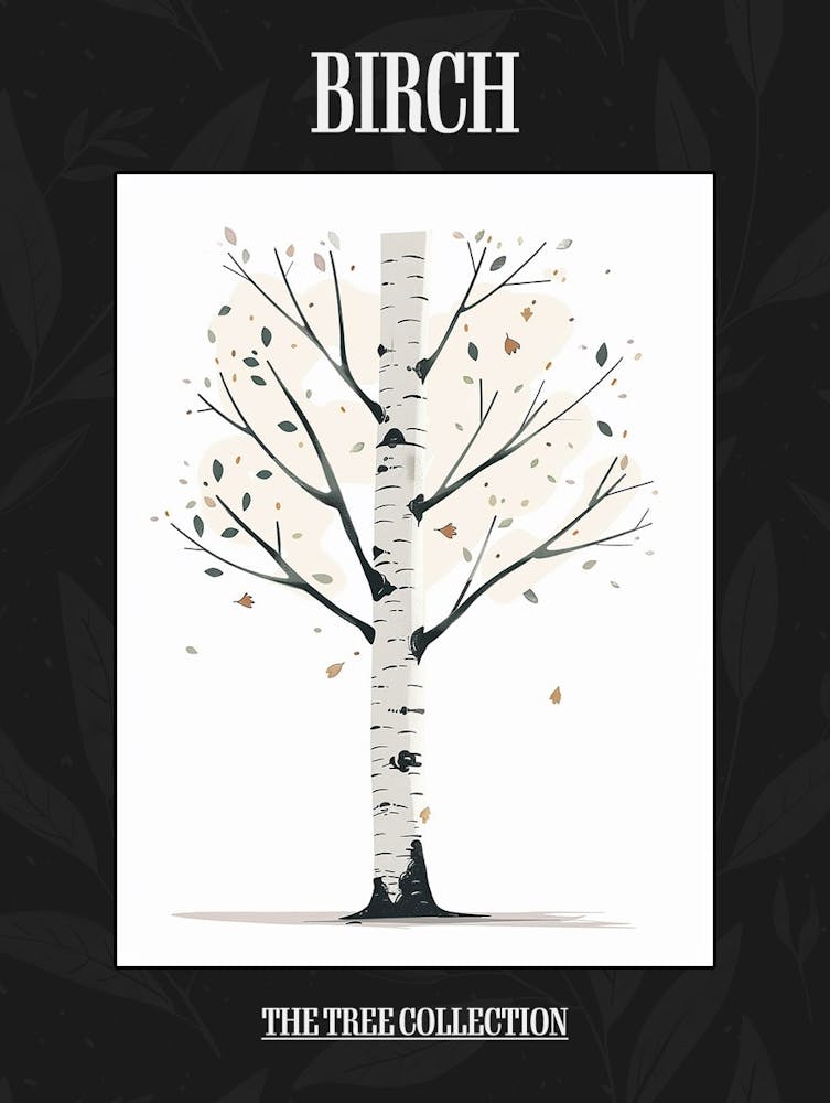 Birch Tree Pixel Illustration 3 Poster