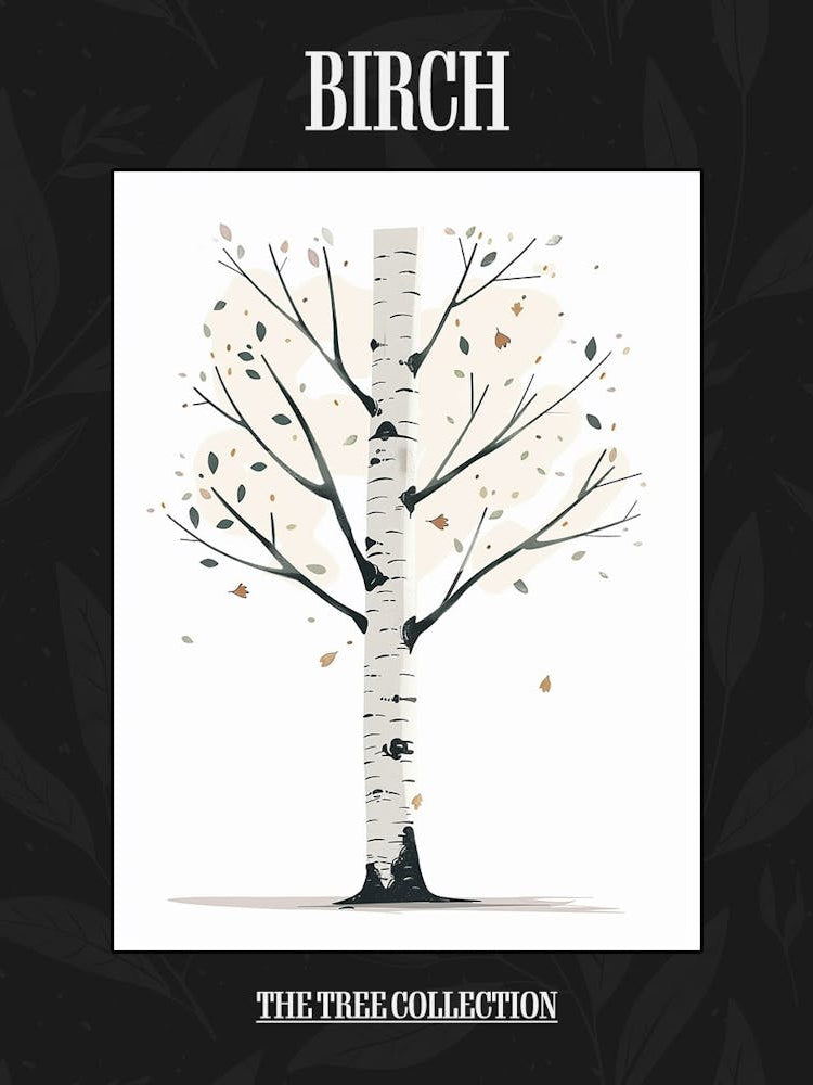 Birch Tree Pixel Illustration 3 Poster