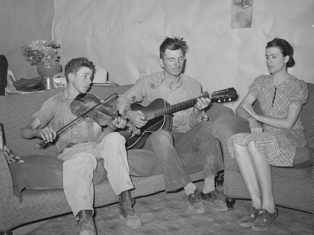 Farmer, His Wife, And Brother In Close Harmony, Pie Town, New Mexico By Russell Lee