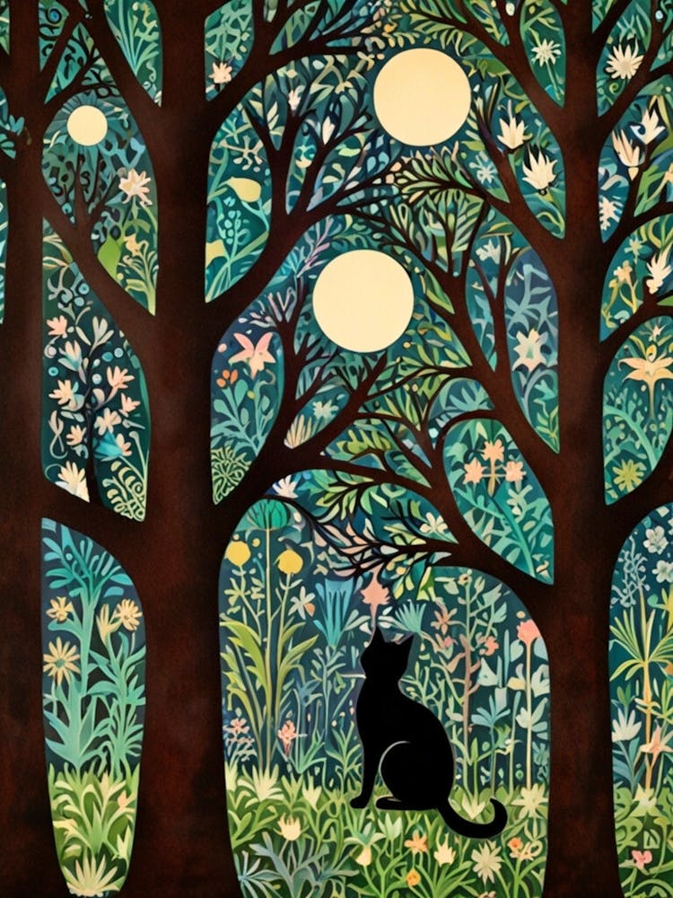 William Morris Cat In The Forest 13