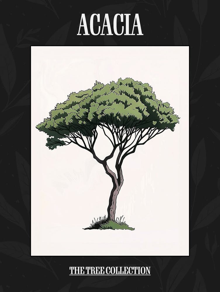 Acacia Tree Pixel Illustration 2 Poster