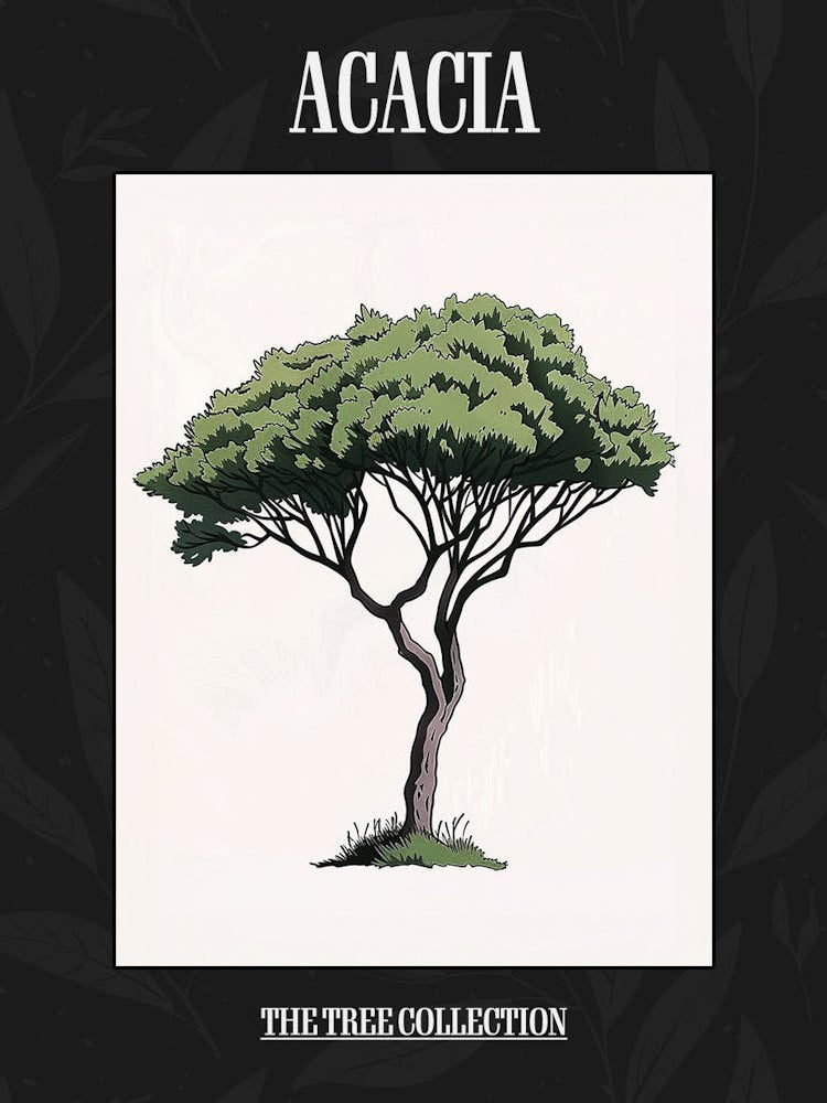 Acacia Tree Pixel Illustration 2 Poster