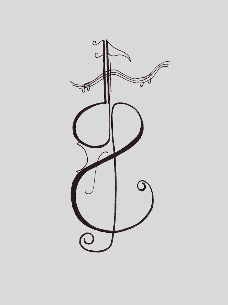 original handdrawn Violin in musical notes by DollyJ