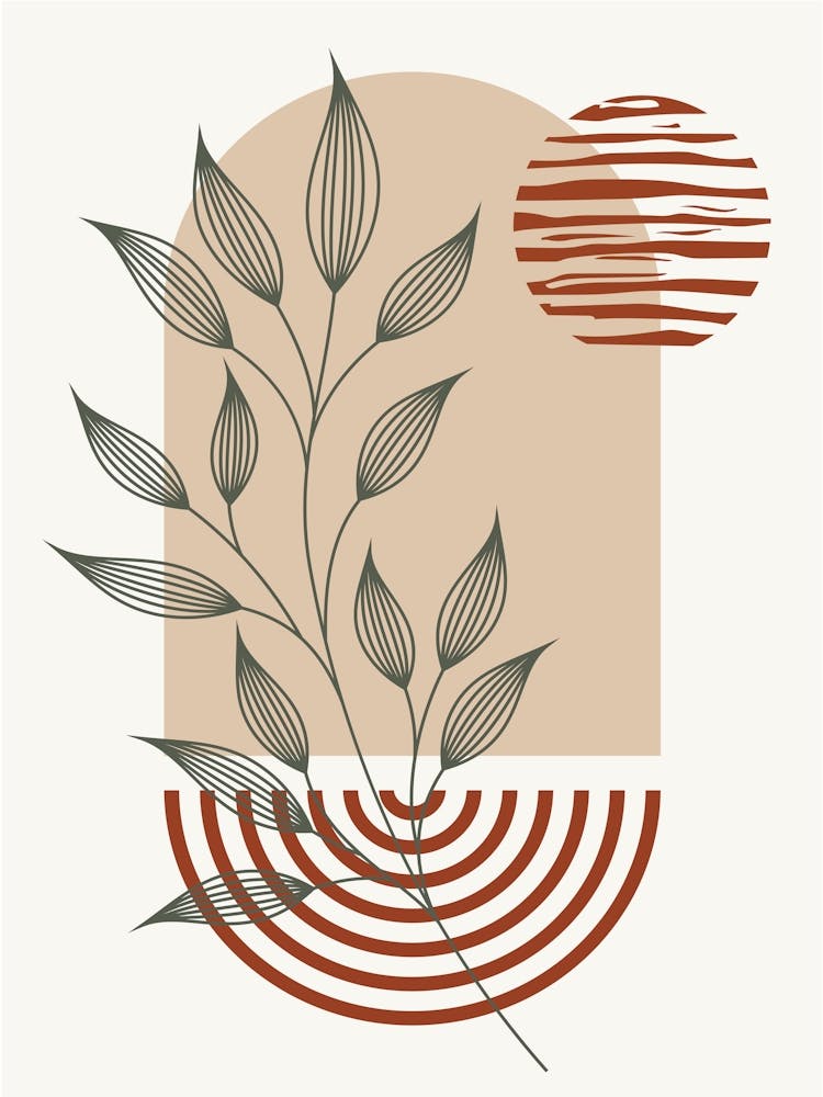 Bohos Scandi Art Sage Orange Abstract Art B