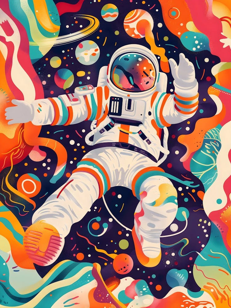 Matisse Inspired, Astronaut In Space, Fauvism Style