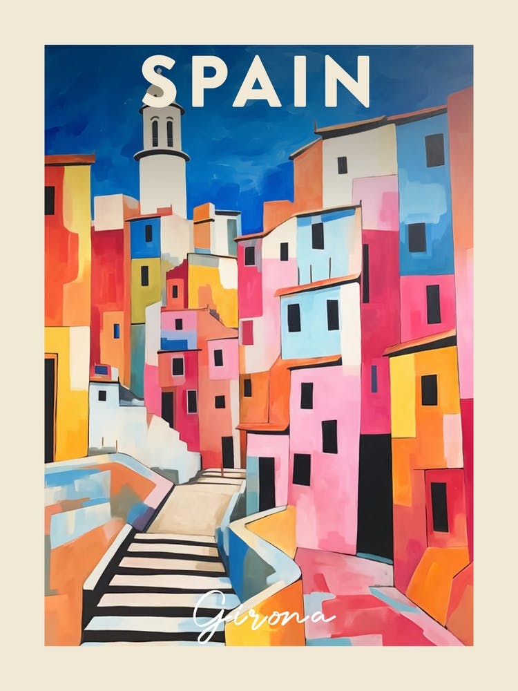 Girona Spain 1 Fauvist Painting  Travel Poster