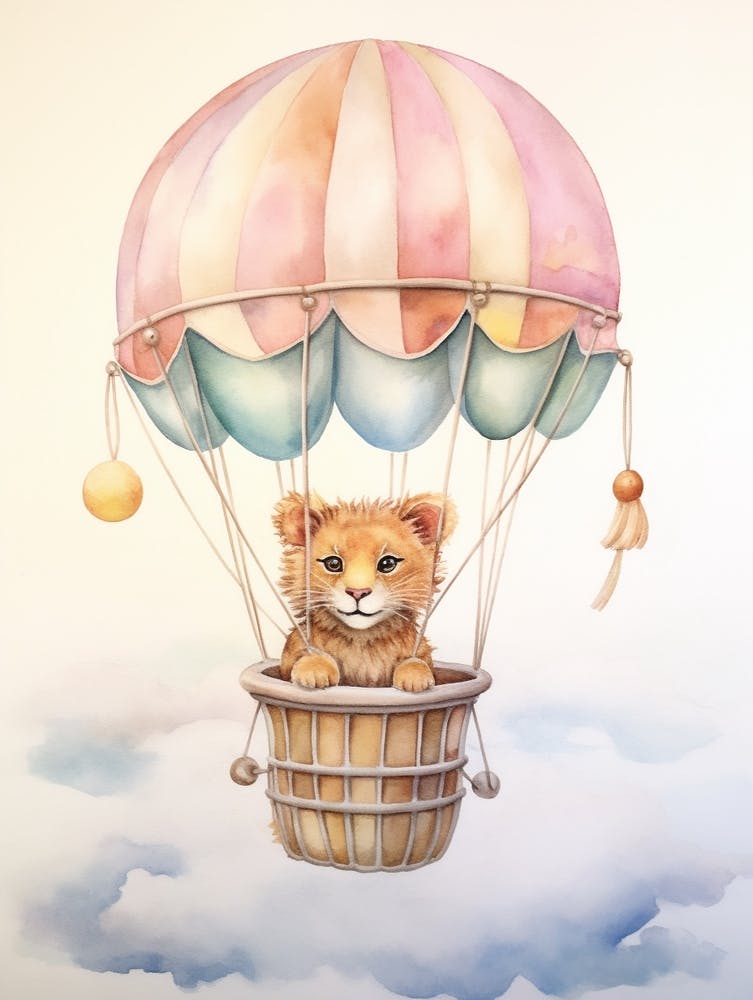 Baby Lion 2 In A Hot Air Balloon
