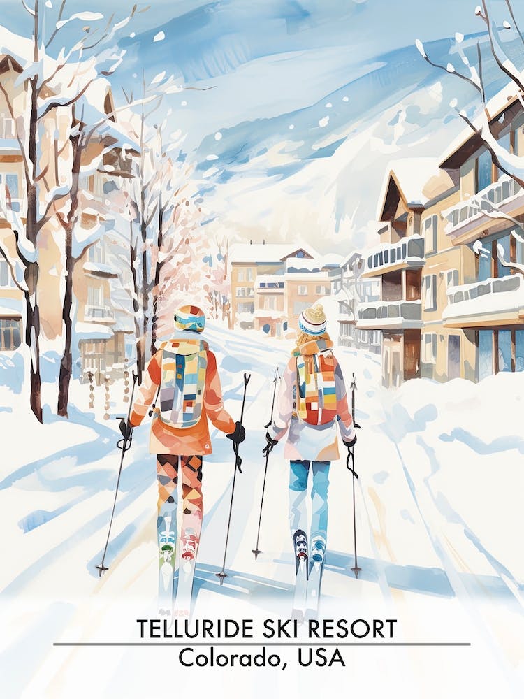 Telluride Ski Resort   Colorado Usa, Ski Resort Poster Illustration 2