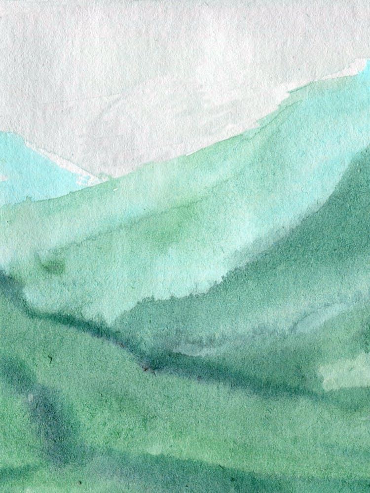 Green Mountains Watercolor Painting