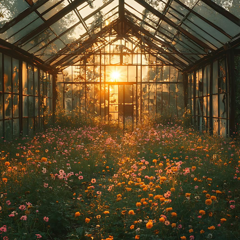Abandoned Greenhouse Golden Sunset 10