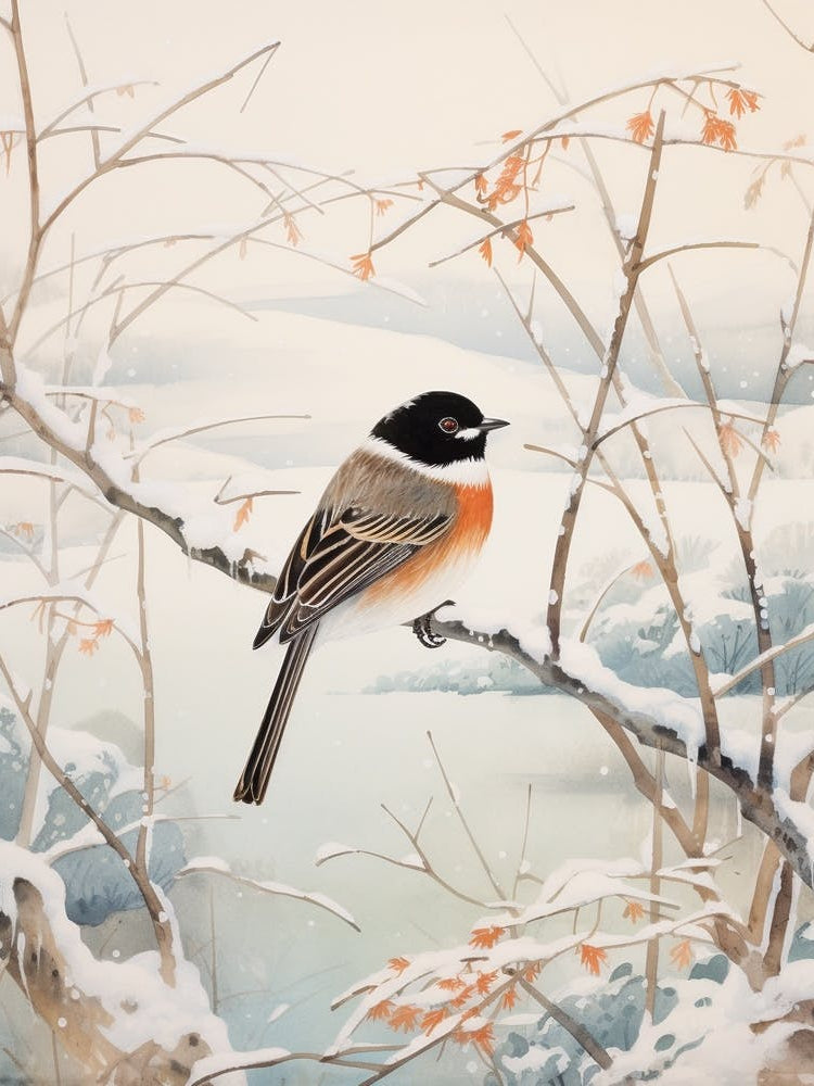 Winter Bird Painting Sparrow 1