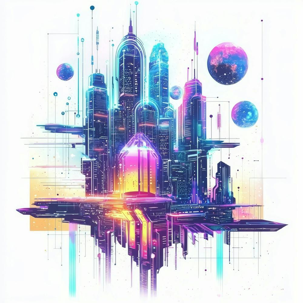 Futuristic City.Generated AI. Wall 16