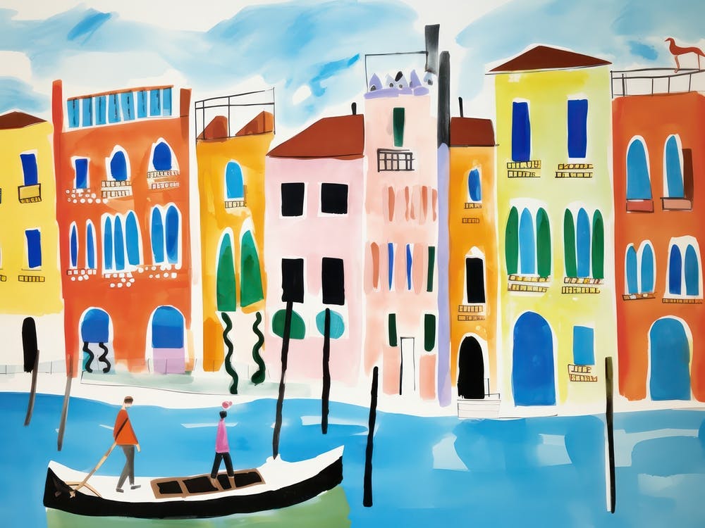 Venice Italy Niedliche Aquarell-Illustration 6