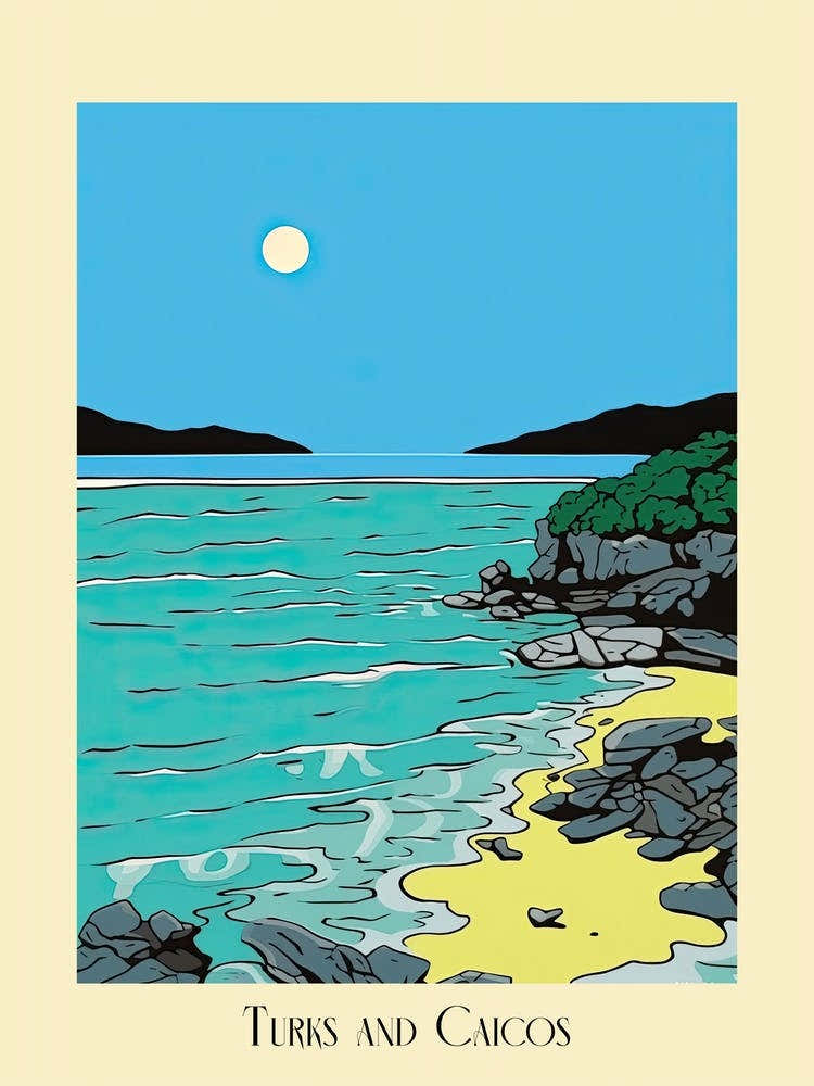 Poster Of Minimal Design Style Of Turks And Caicos Islands 1
