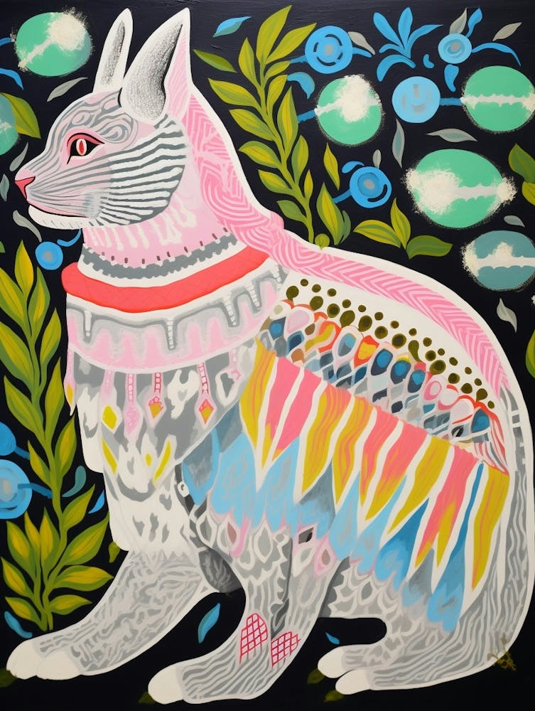 Maximalist Animal Painting Bobcat 1