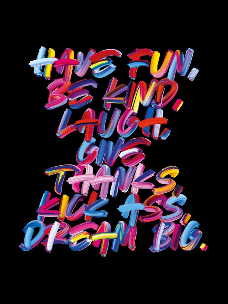 Colourful Graffiti Type Dream Big Poster In Black