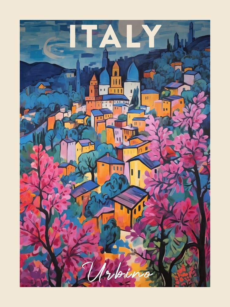 Urbino Italy 3 Fauvist Painting Travel Poster