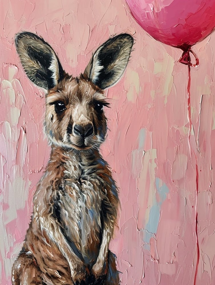 Cute Kangaroo 3 With Balloon