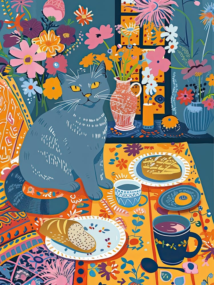 Tea Time With A Russian Blue Cat 4