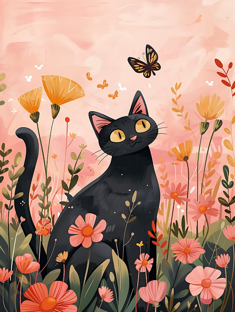 Black Cat In The Meadow 1