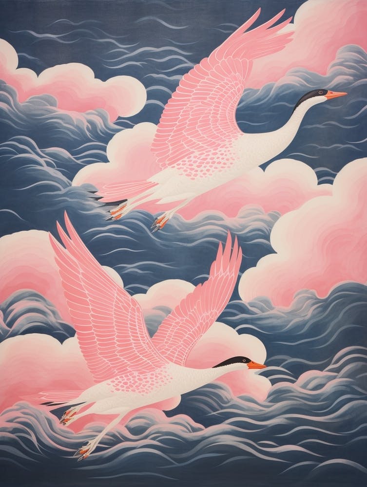 Vintage Japanese Inspired Bird Print Goose 2