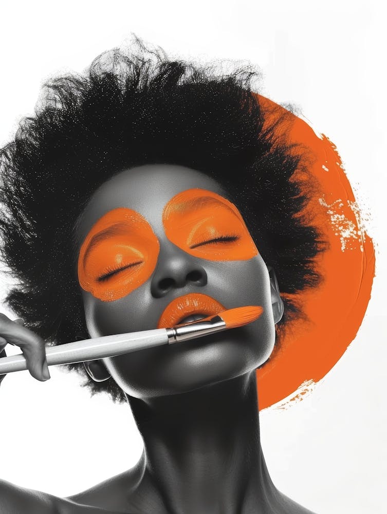 African Woman With Orange Makeup