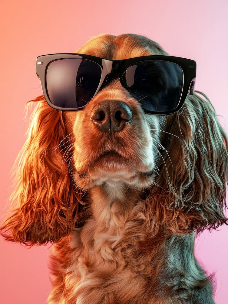 Breton Spaniel Portrait Donning Sleek Black Sung Generated with AI
