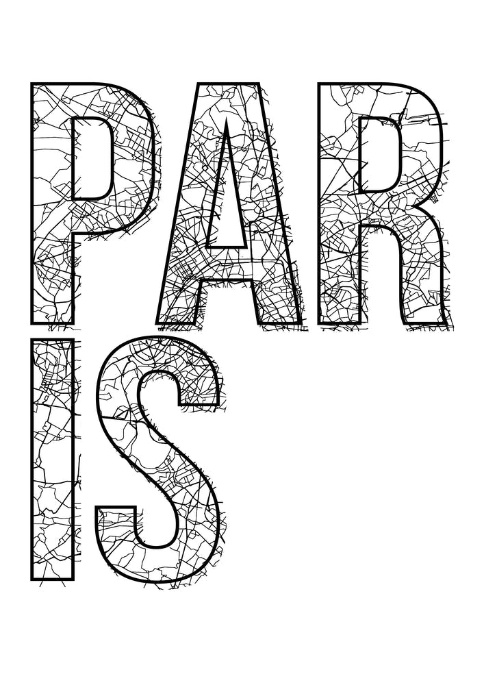 Paris Street Map Typography