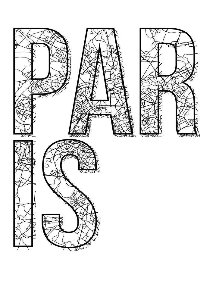 Paris Street Map Typography