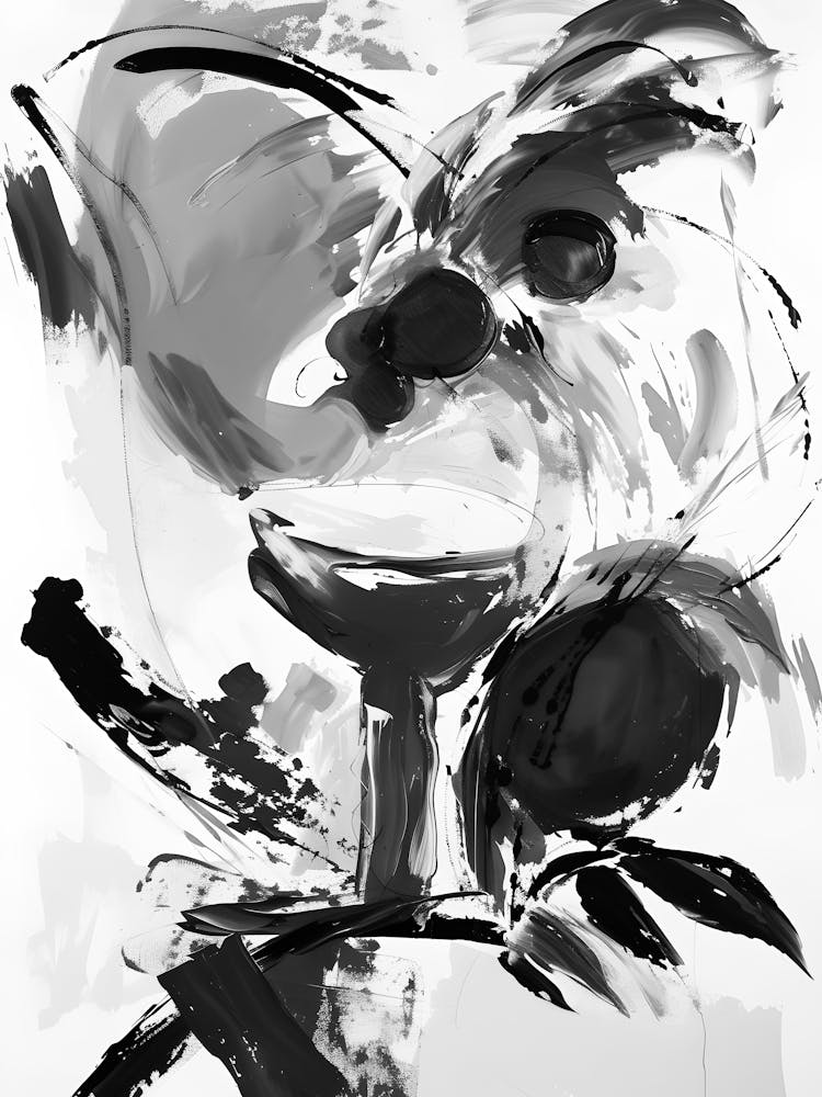 Abstract Black And White Painting 88