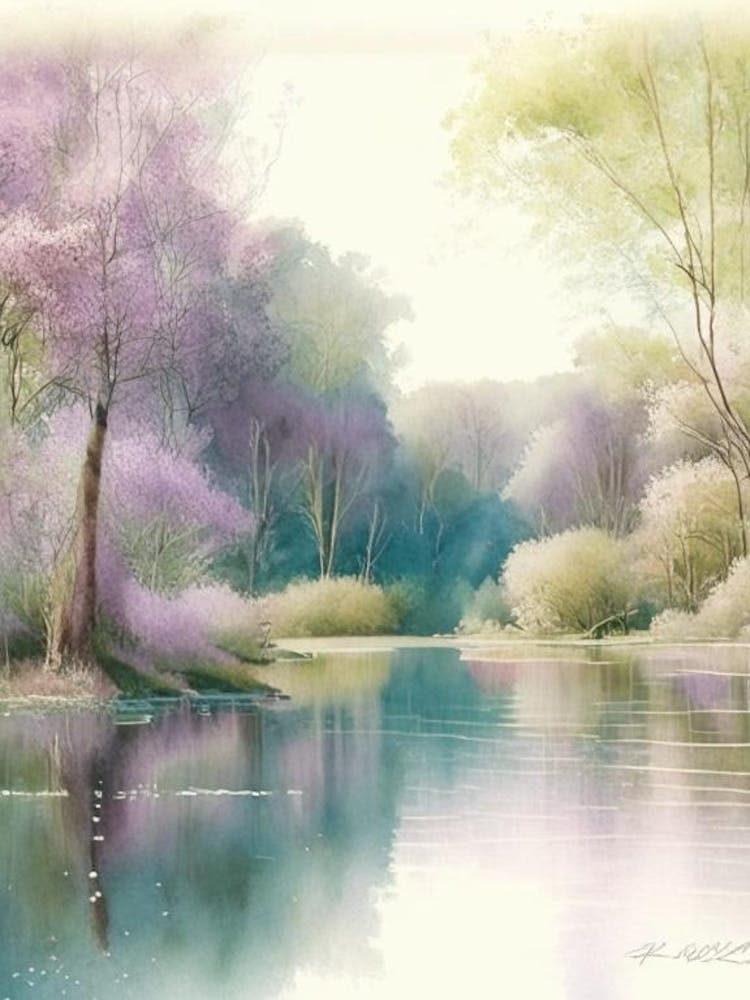 Bois Des Moutiers, France Pastel Watercolour