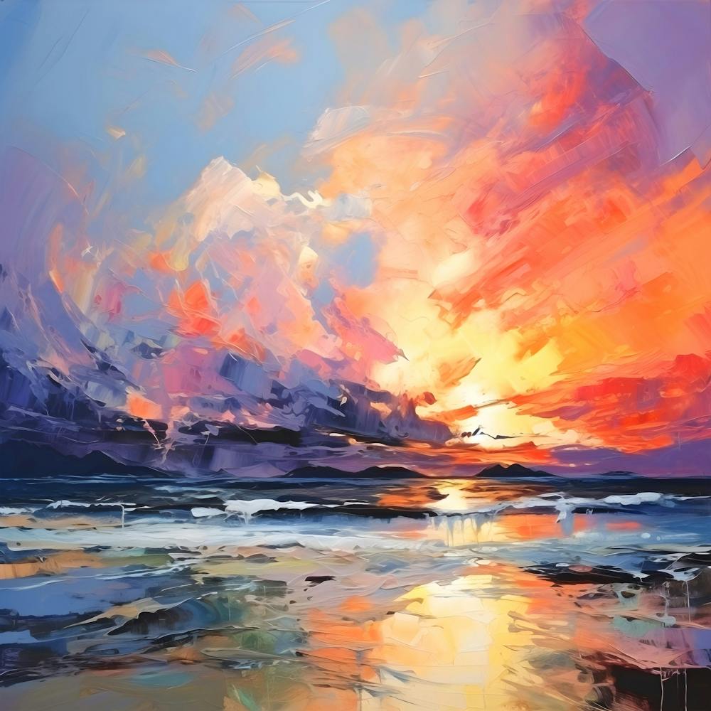 Abstract Colorful Exploding Ocean Sunset