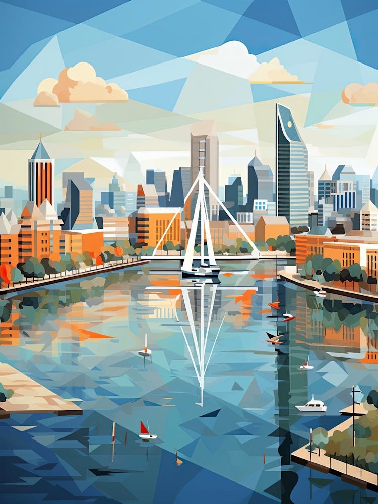 Rotterdam, Netherlands, Geometric Illustration 2