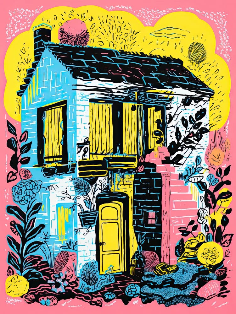 A House In Charleston, Abstract Risograph Style 2