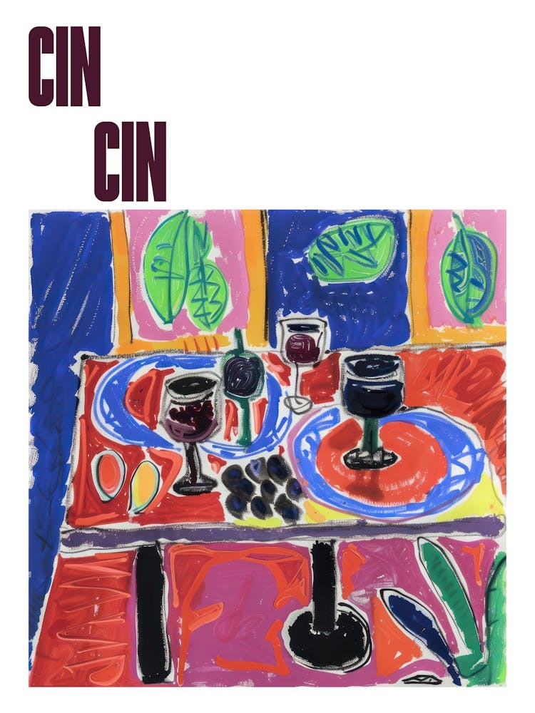 Cin Cin Poster Table With Wine Matisse Style 5