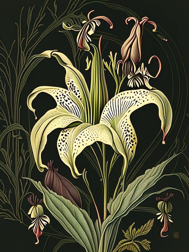 Lilium Floral 3 Botanical Vintage Poster Flower