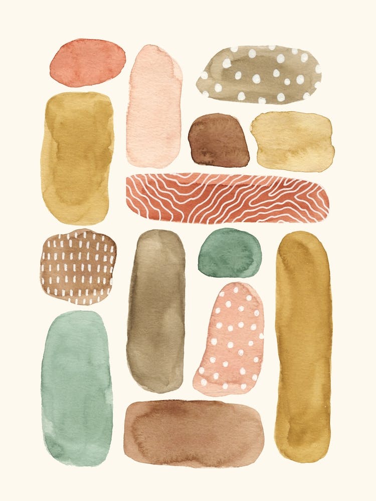 Watercolor Beach Pebbles