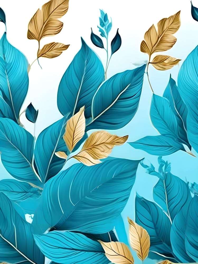 Blue And Gold Leaves 3