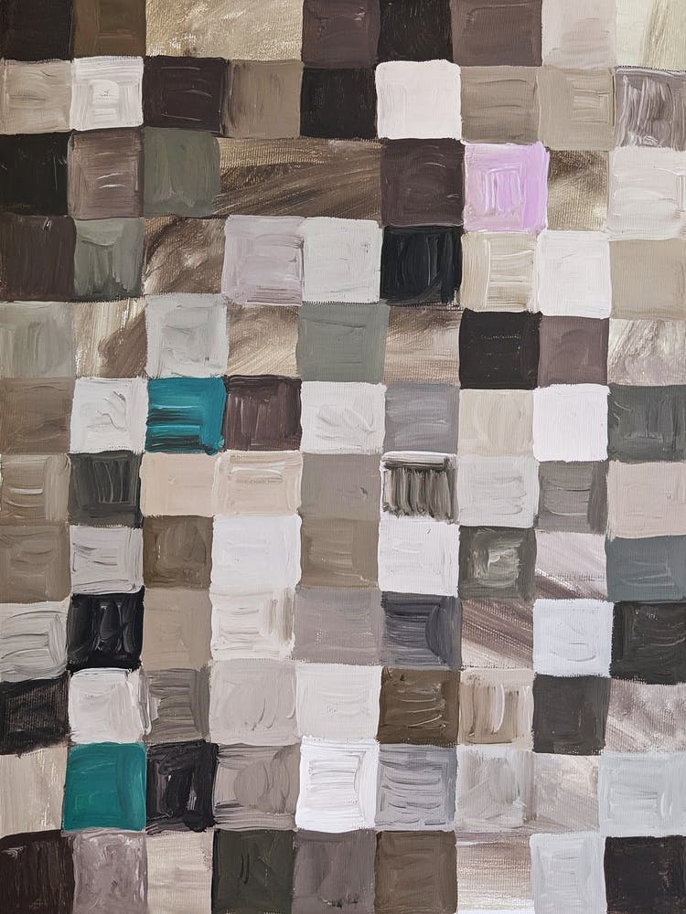 Squares pixels brown beige turquoise