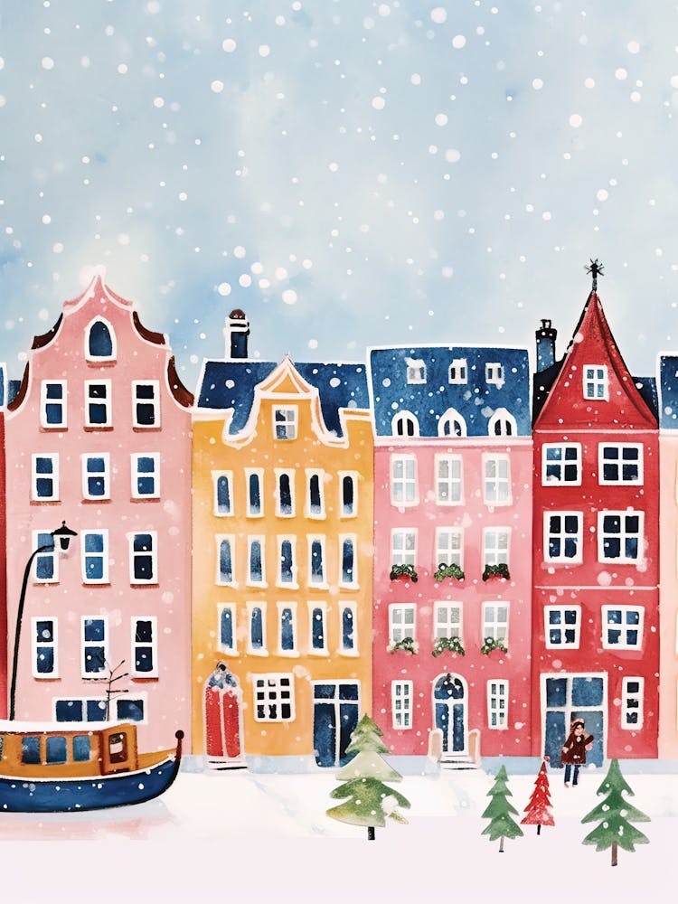 Denmark Copenhagen Travel Christmas Painting