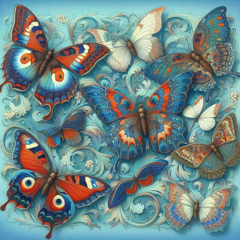 Butterflies On Blue