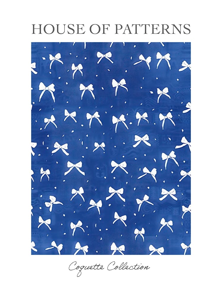 White And Blue Bows 7 Pattern Poster