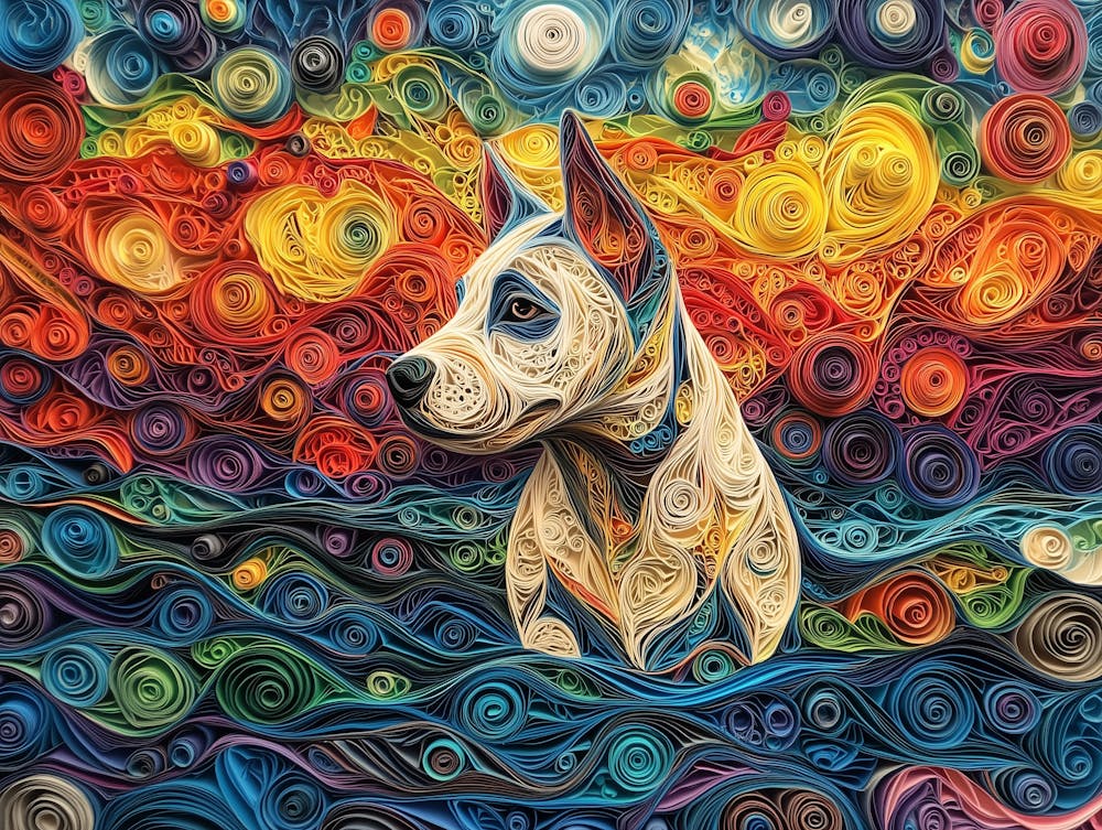Bull Terrier Paper Quill Dog Portrait II
