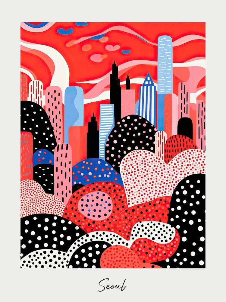 Poster Of Seoul, Illustration In The Style Of Pop Art 2