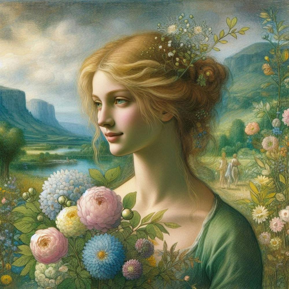 Mädchen mit Blumen 2