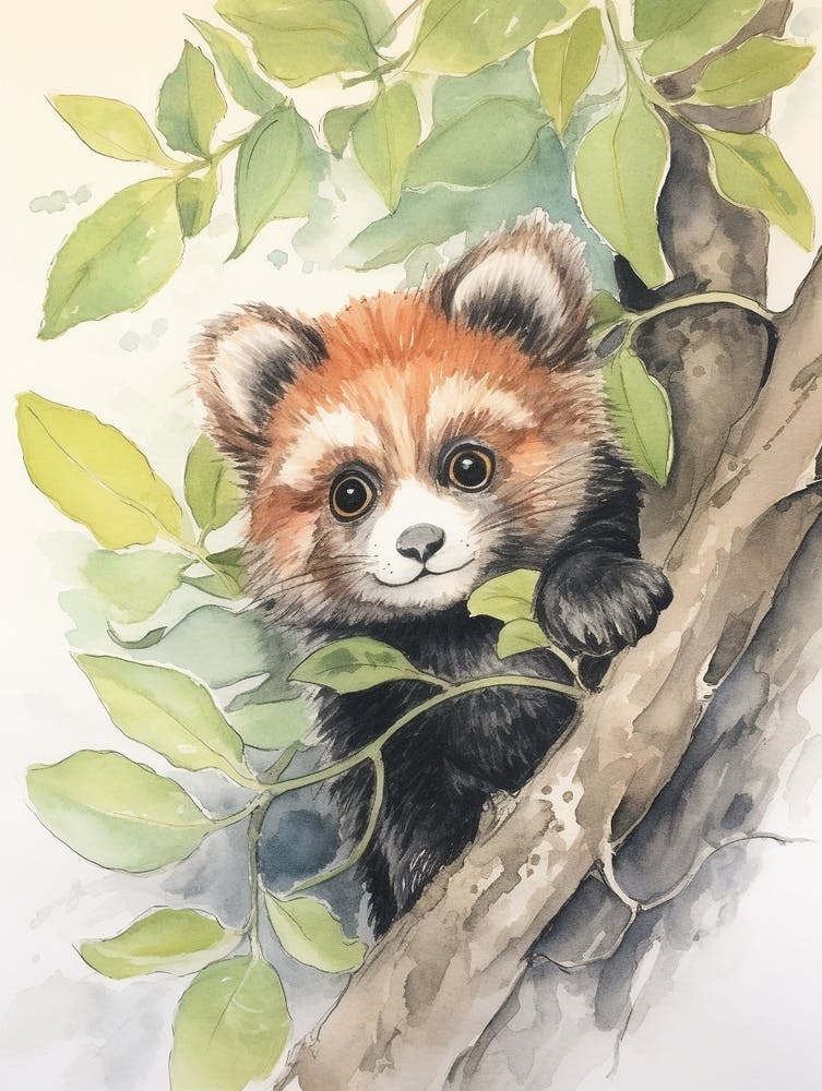 Storybook Animal Watercolour Red Panda 5
