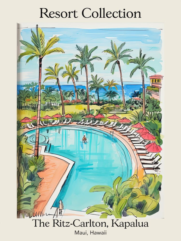 Poster Of The Ritz Carlton, Kapalua   Maui, Hawaii   Resort Collection Storybook Illustration 2