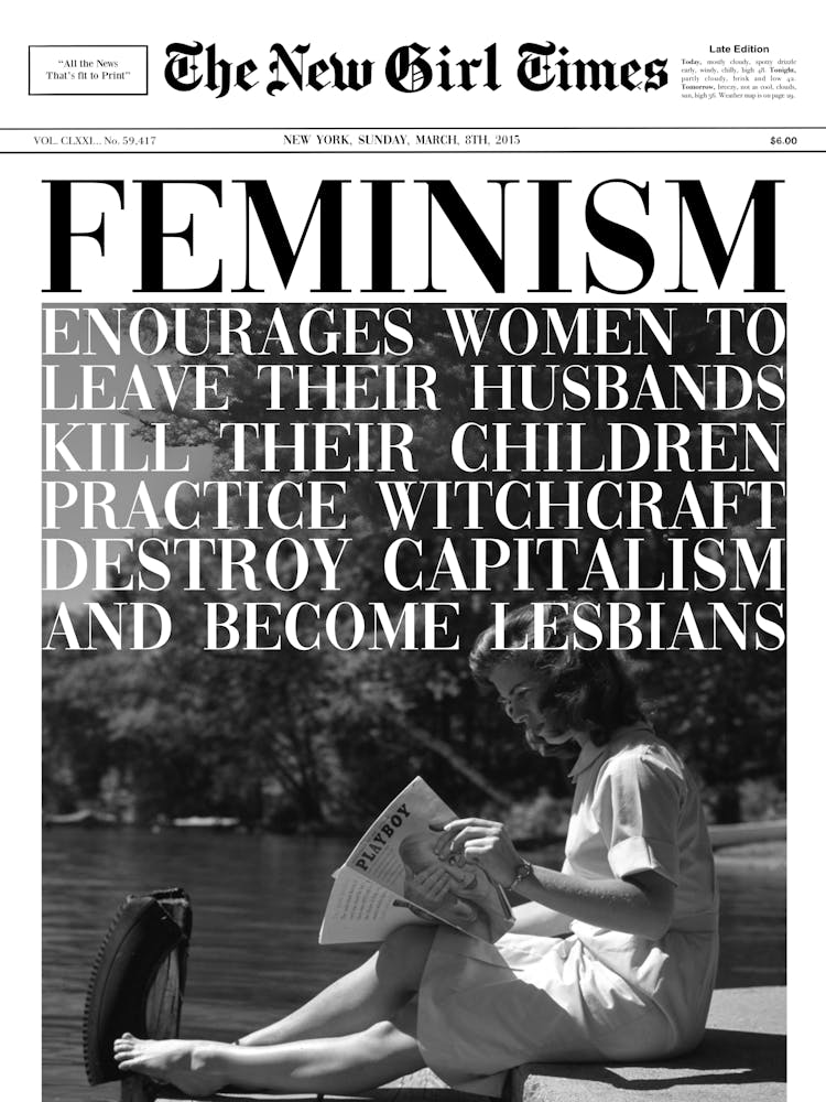 Feminism Quote Newspaper Funny Typography